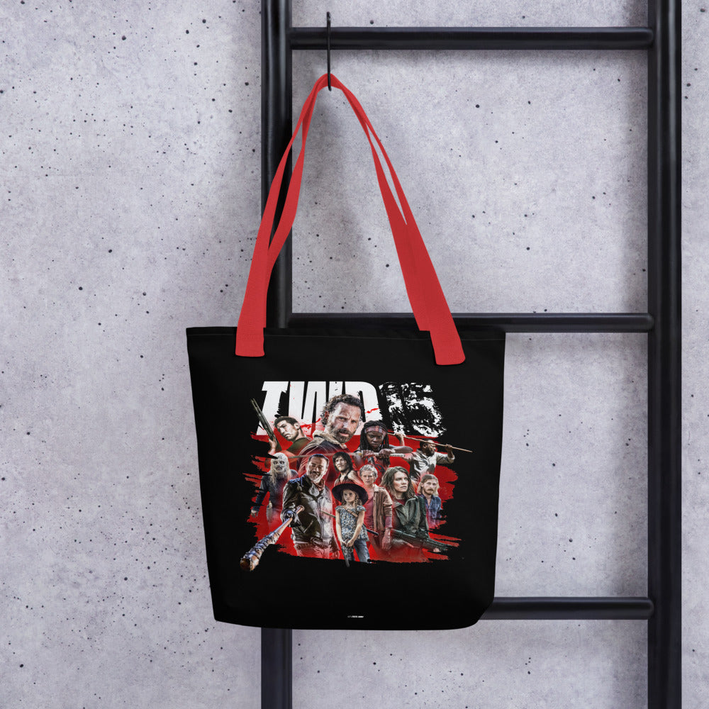 The Walking Dead Tote Bag 15th Anniversary Character Mashup  Red Handles