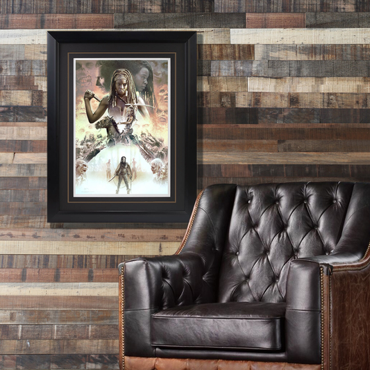 The Walking Dead Michonne Framed Watercolor Gilcee by Brian Rood-0