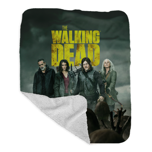 The Walking Dead Season 11C Key Art Grey Sherpa Blanket-1