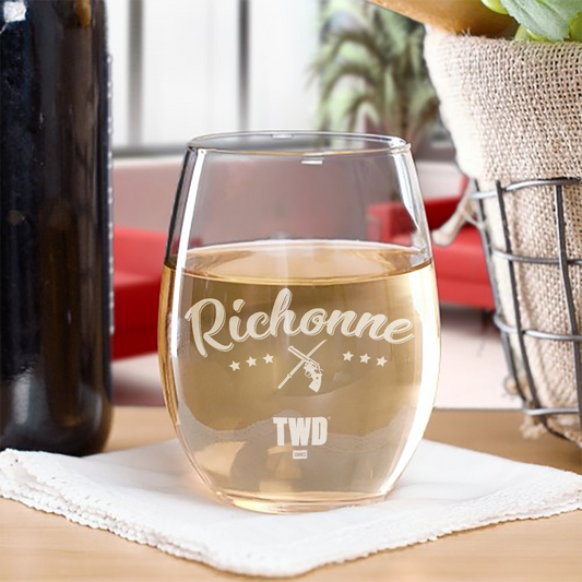 The Walking Dead Richonne Laser Engraved Stemless Wine Glass-0