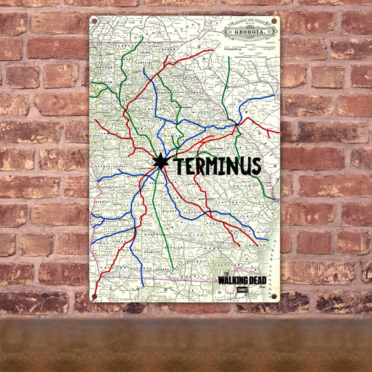 The Walking Dead Terminus Map Metal Sign-0