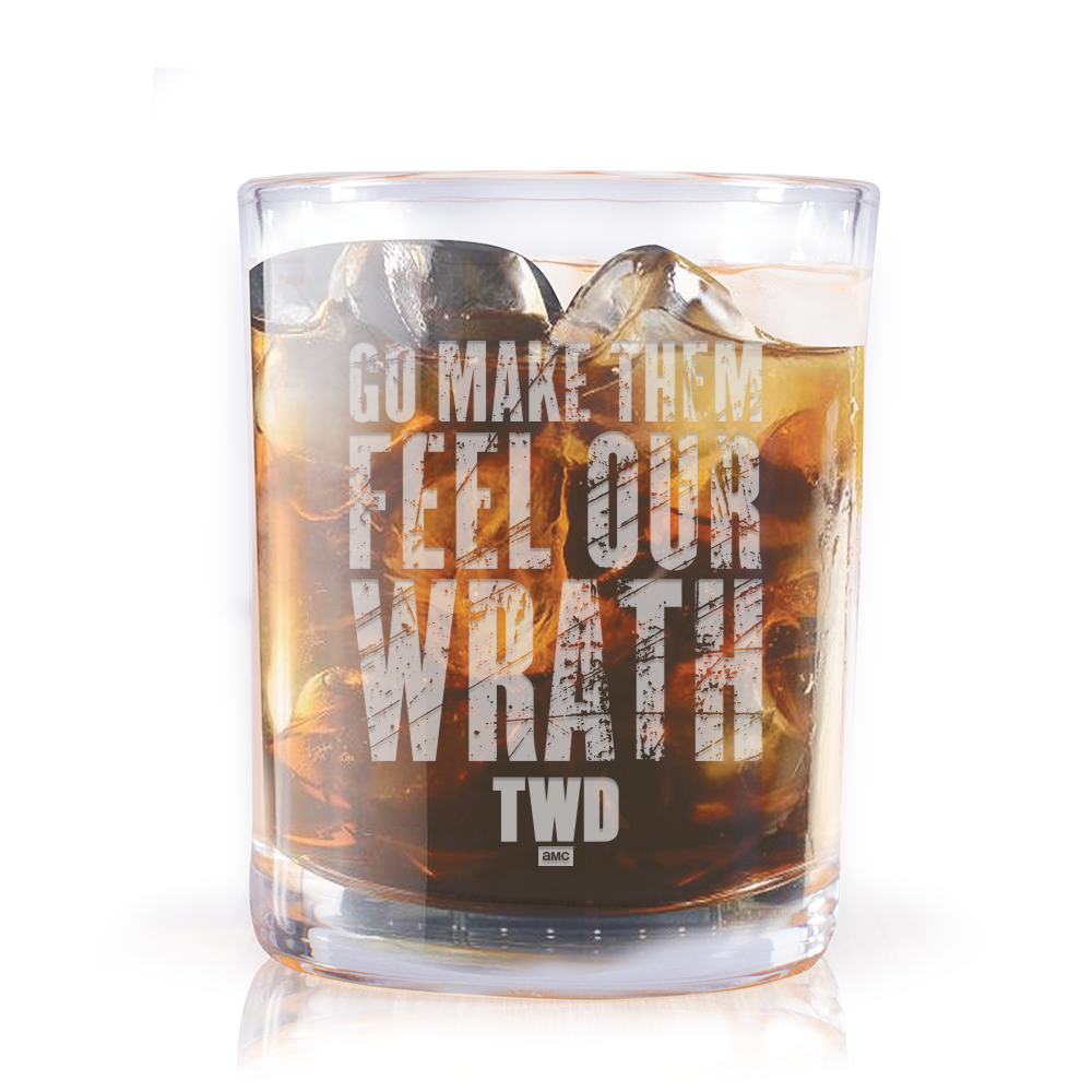 The Walking Dead Feel Our Wrath Laser Engraved Rocks Glass