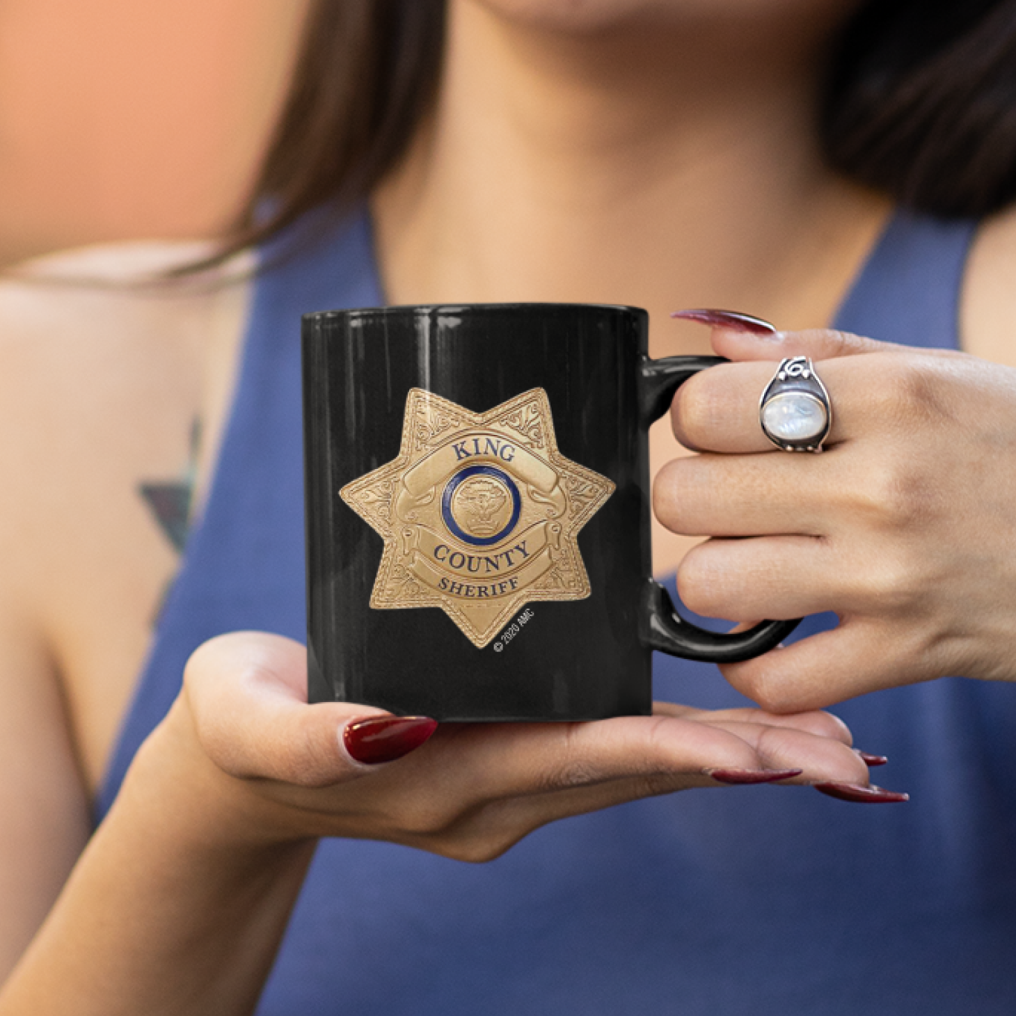 The Walking Dead Personalized Sheriff's Badge Black Mug