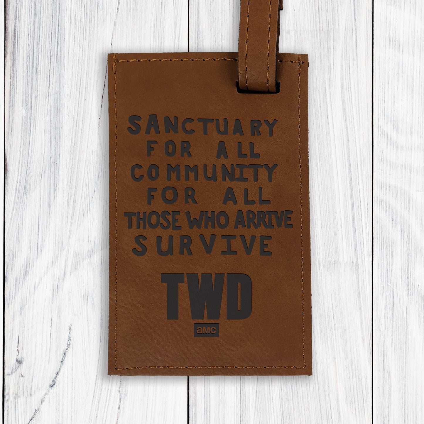 The Walking Dead Sanctuary For All Leather Luggage Tag