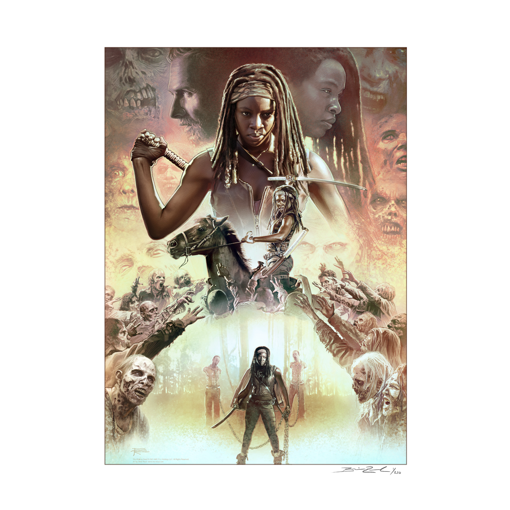 The Walking Dead Michonne Watercolor Gilcee by Brian Rood-0
