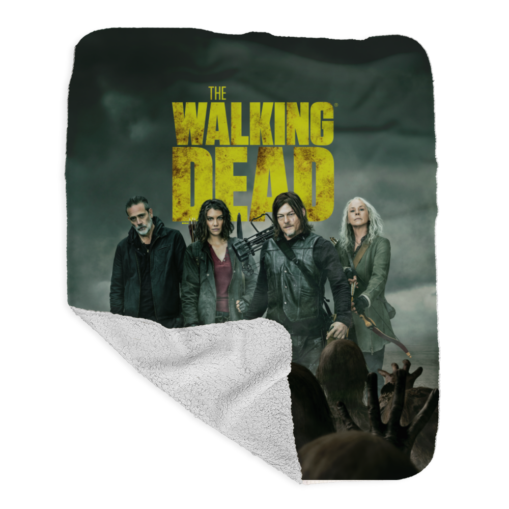 The Walking Dead Season 11C Key Art Grey Sherpa Blanket-1