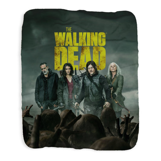 The Walking Dead Season 11C Key Art Grey Sherpa Blanket-0