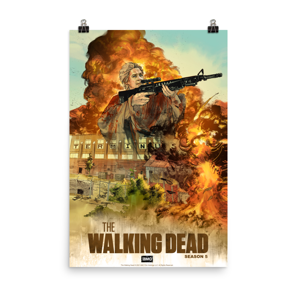 11 Weeks of TWD – Season 5 by Ariela Kristantina and Bryan Valenza Premium Satin Poster