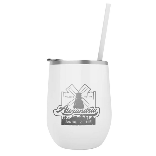 The Walking Dead Alexandria Laser Engraved Wine Tumbler with Straw-0