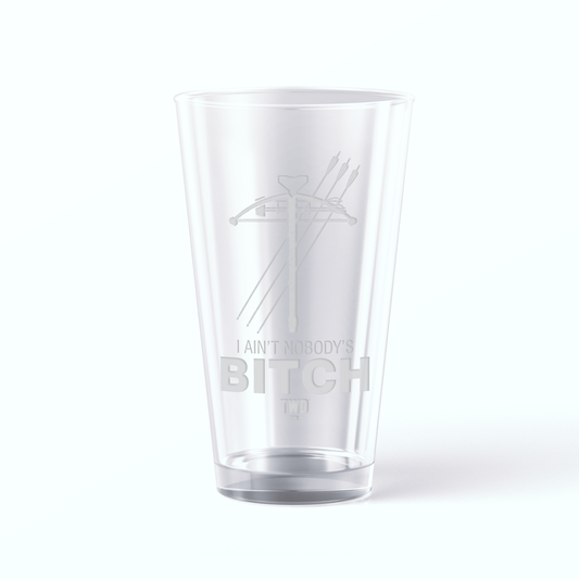 The Walking Dead Daryl Nobody's Bitch Laser Engraved Pint Glass-0