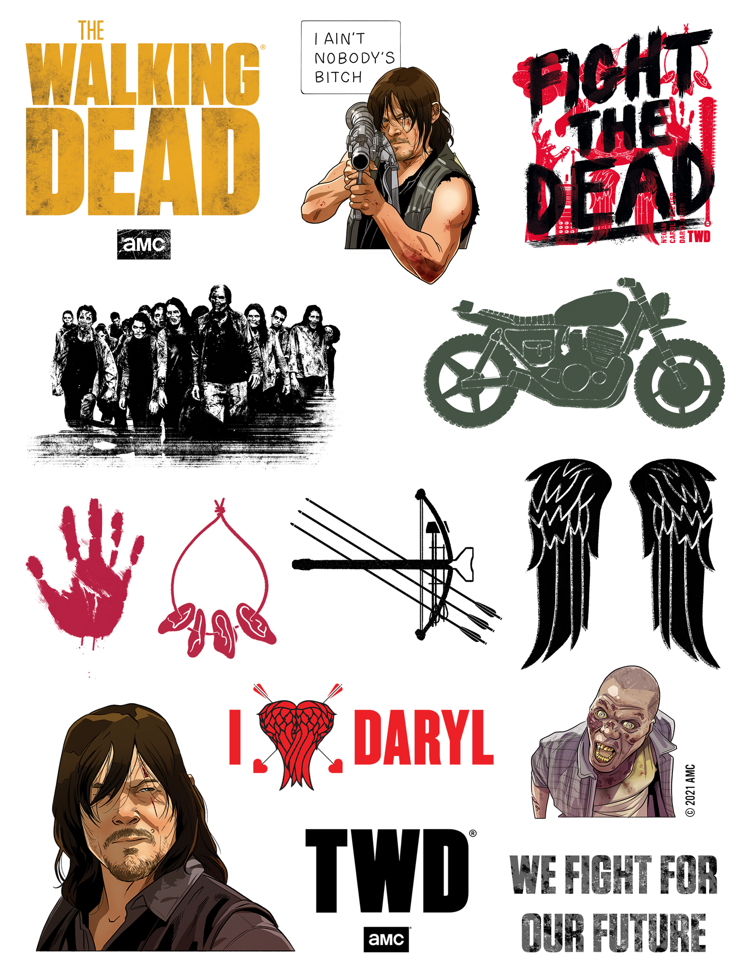 The Walking Dead Daryl Dixon Temporary Tattoo Sheet