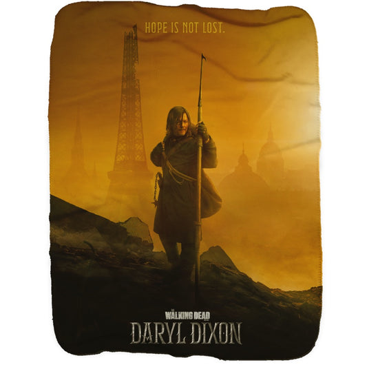 The Walking Dead Daryl Dixon Key Art Sherpa Blanket-0