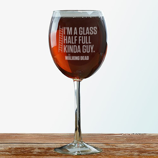 The Walking Dead Glass Half Full Laser Engraved Wine Glass-0