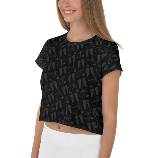 The Walking Dead Icons Women's All-Over Print Crop T-Shirt-4