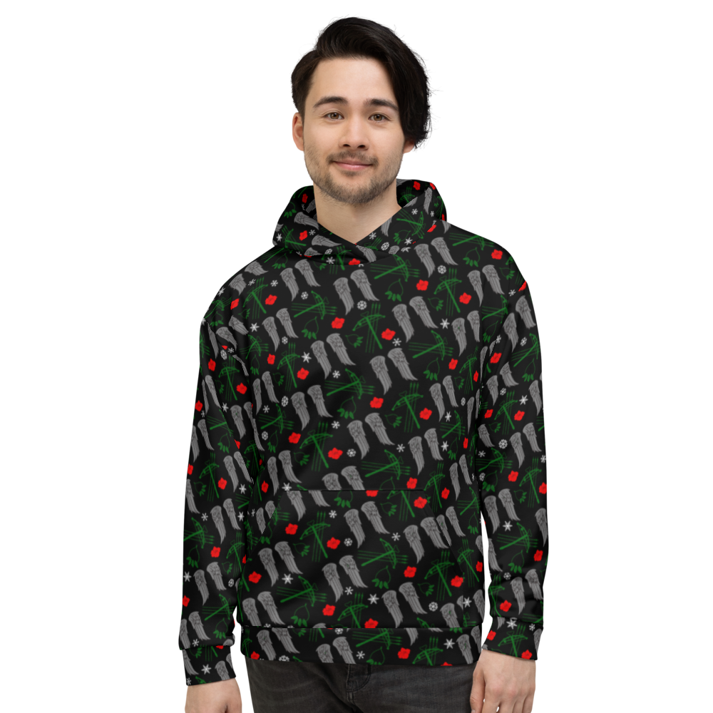 The Walking Dead Icons Holiday All-Over Print Adult Hooded Sweatshirt