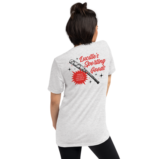 The Walking Dead Lucille's Sporting Goods Adult Tri-Blend T-Shirt-2