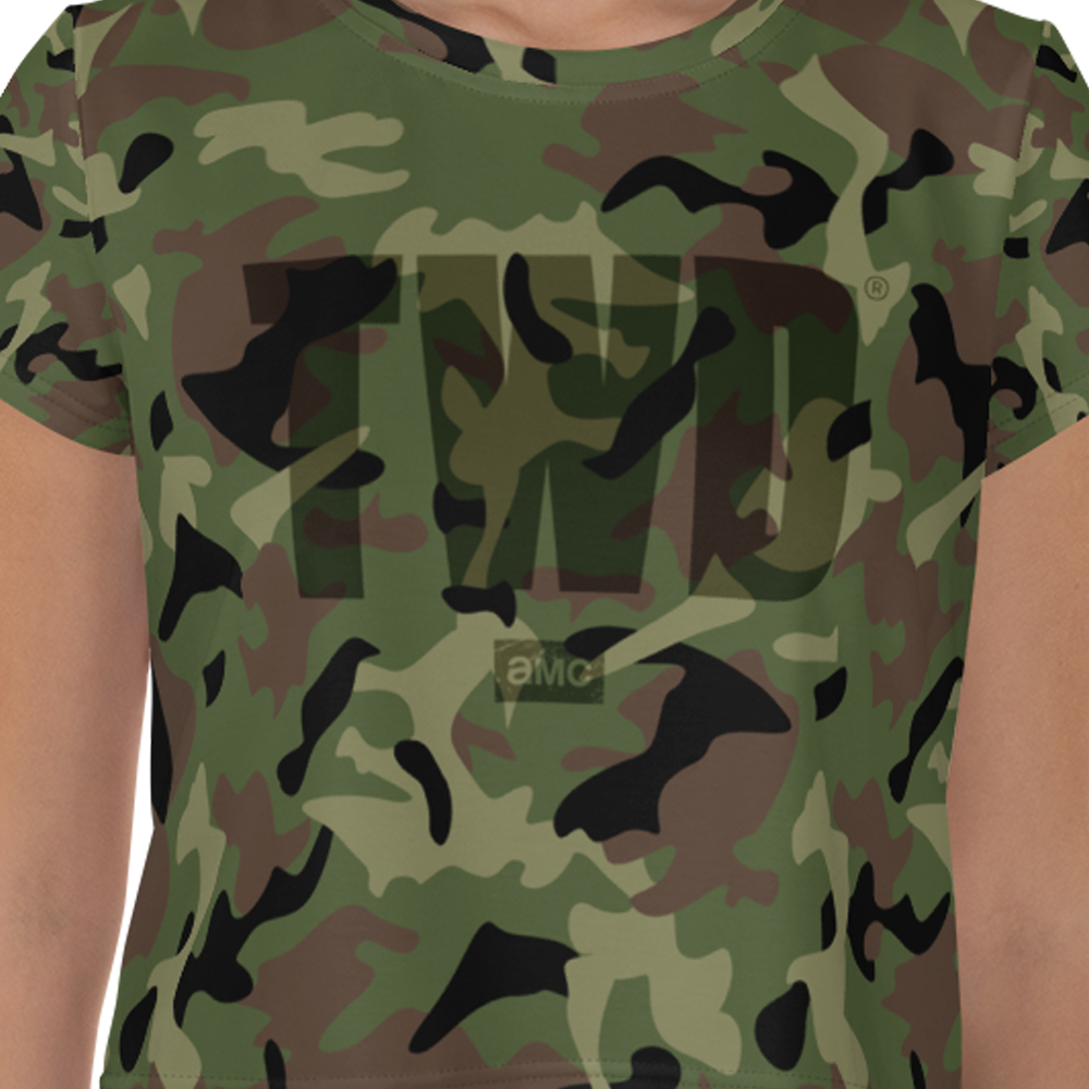 Walking Dead Camo Logo Women's All-Over Print Crop T-Shirt The Walking Dead