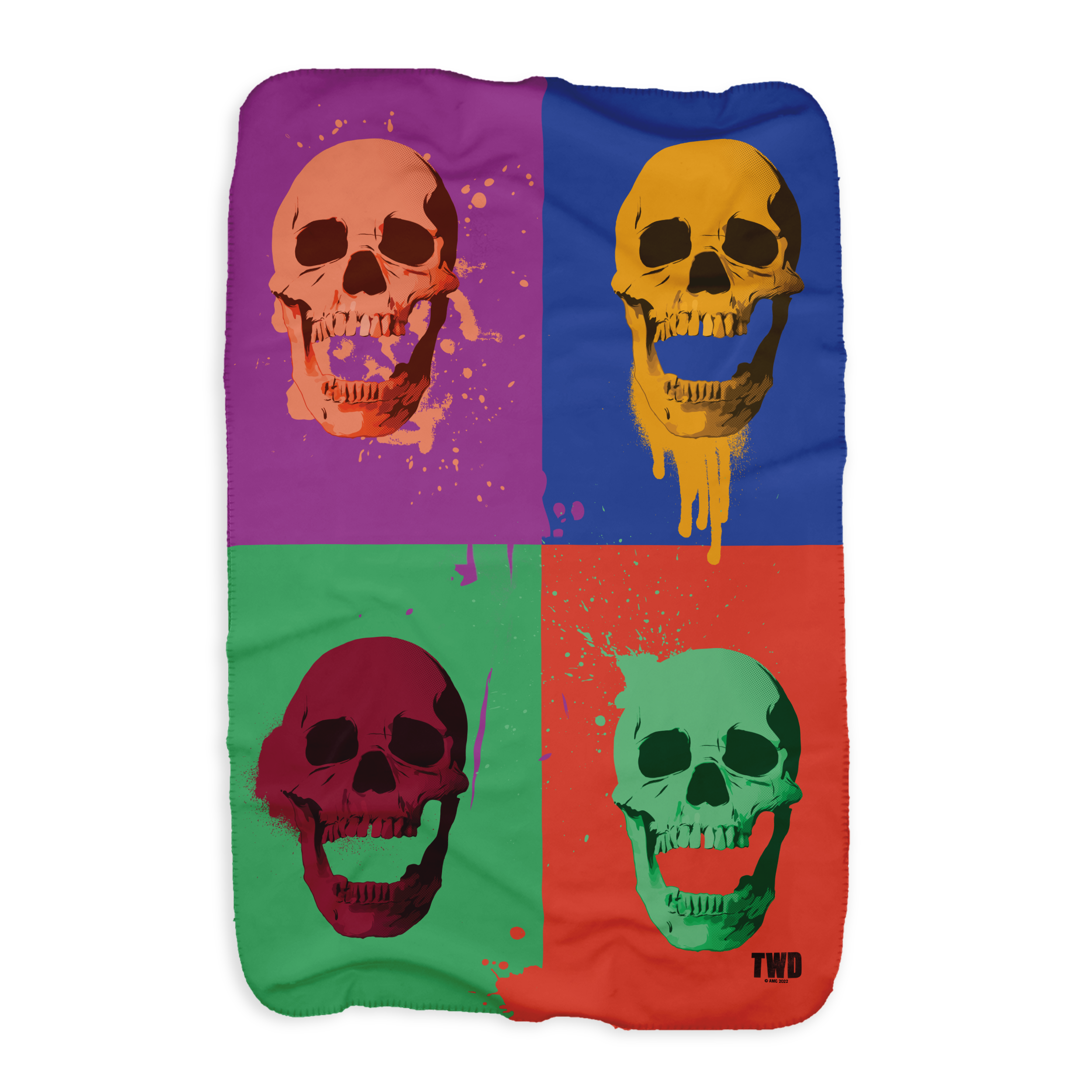 The Walking Dead Skull Pop Sherpa Blanket-1