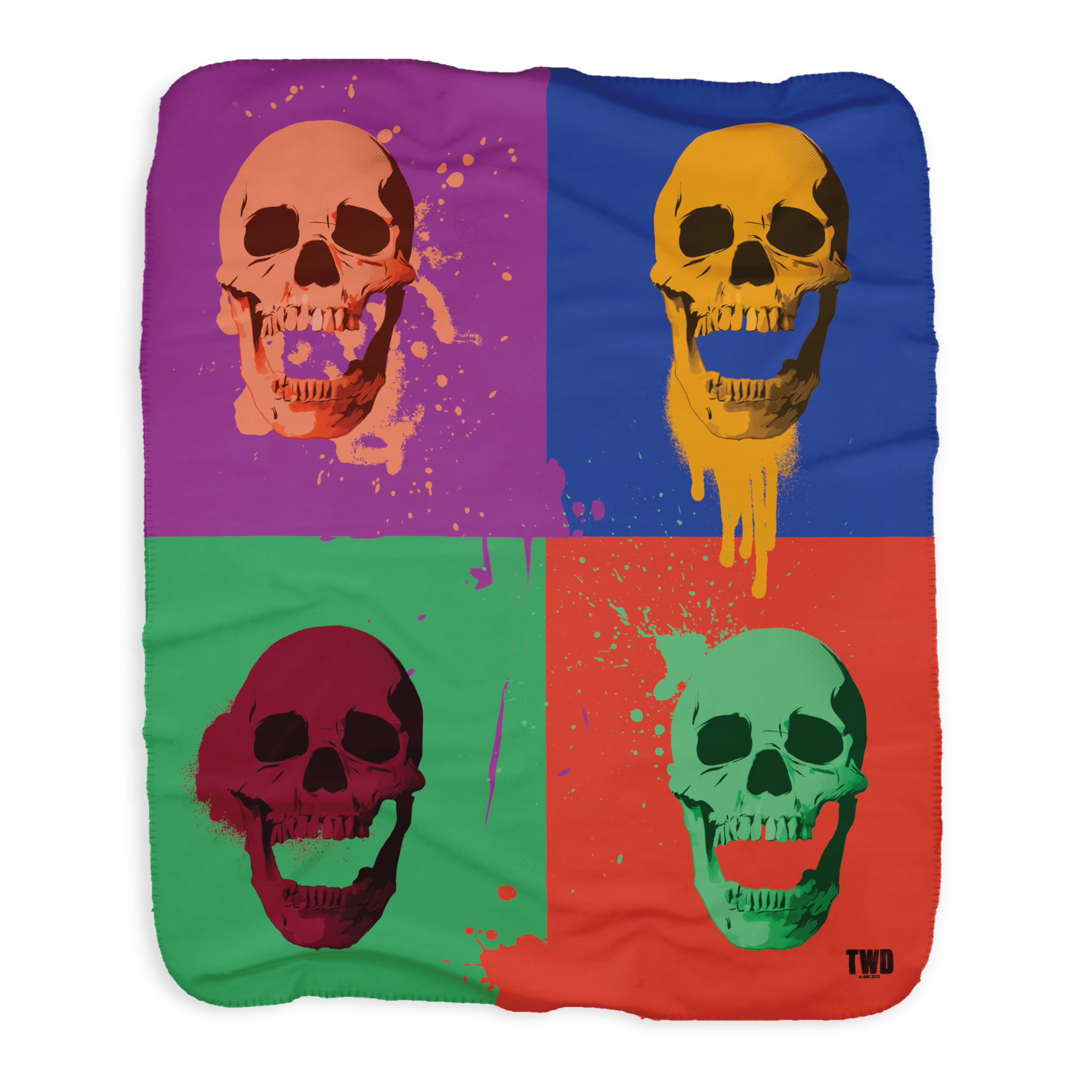 The Walking Dead Skull Pop Sherpa Blanket-0