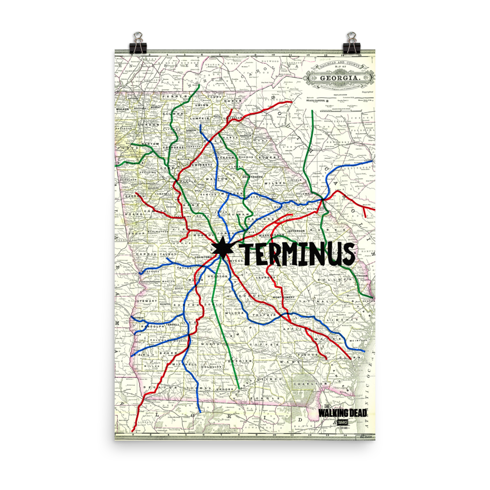The Walking Dead Terminus Map Premium Satin Poster The Walking Dead Shop