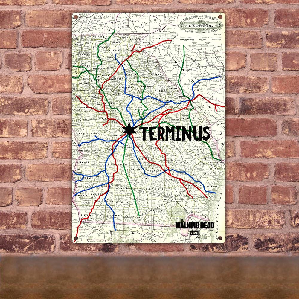 The Walking Dead Terminus Map Metal Sign