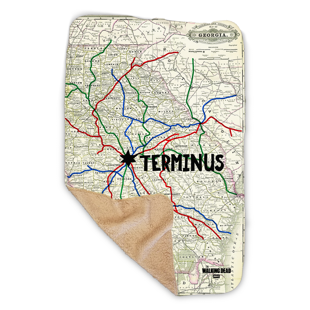 The Walking Dead Terminus Map Sherpa Blanket