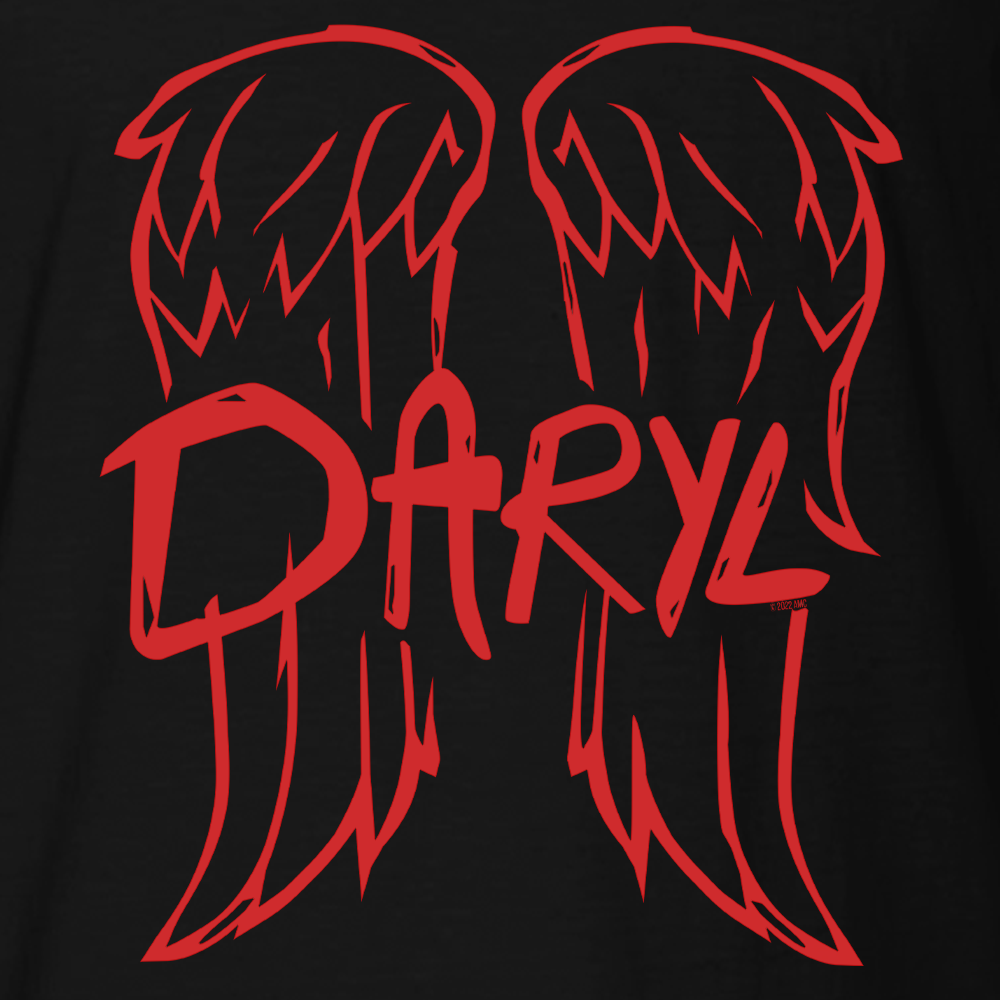 The Walking Dead Daryl Wings Sketch Adult Short Sleeve T-Shirt-2