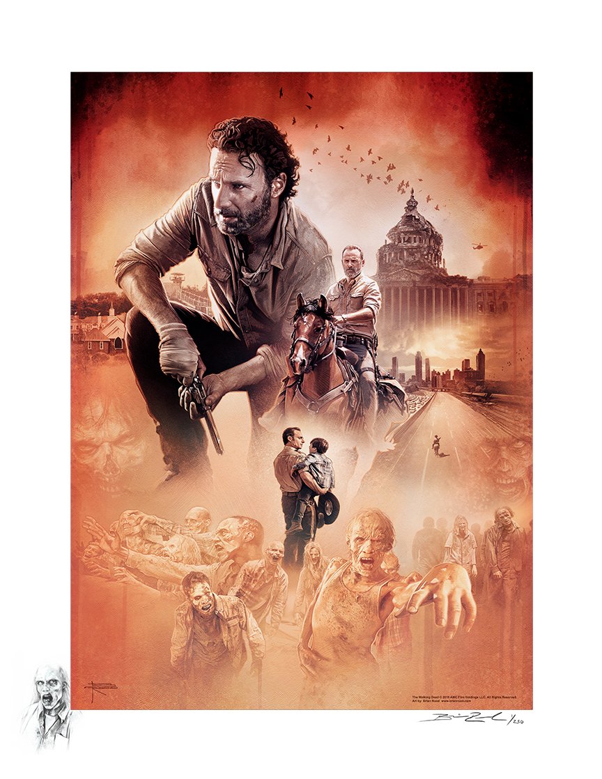 The Walking Dead Long Road Home Remarked Watercolor Giclee by Brian Rood