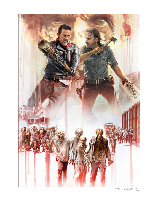 The Walking Dead All Out War Watercolor Giclee by Brian Rood-0